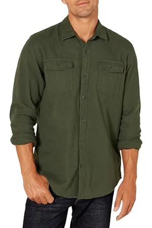 Amazon Camicia in Flanella vestibilità Regolare a Maniche Lunghe con Due Tasche Uomo, , XS