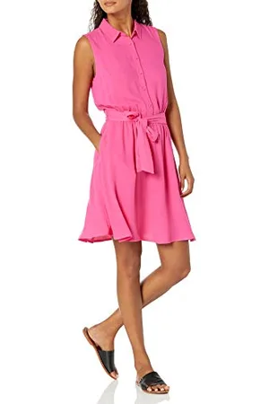 Amazon Abito Chemisier Senza Maniche in Tessuto dalla vestibilità Comoda Donna, , XL