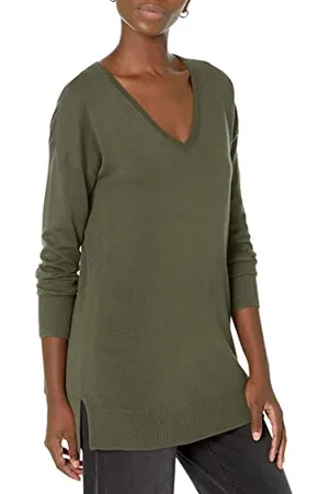 Amazon Maglione A Tunica Leggero A Maniche Lunghe Con Scollo A v (Disponibile In Taglie Forti) Donna, , L