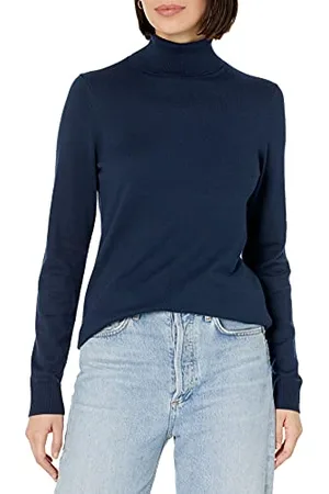 Amazon Maglione A Collo Alto E Maniche Lunghe Leggero con vestibilità Classica (Taglie Forti Disponibili) Donna, , XL