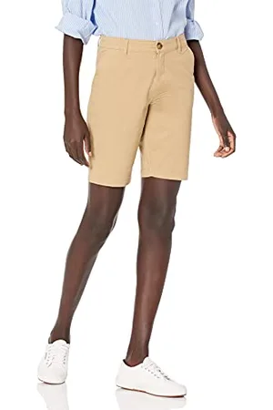 Amazon Bermuda Kaki con Cucitura Interna da 25 cm a Vita Medio Alta Donna, , 54