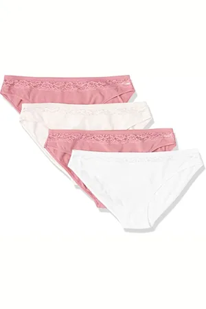 Amazon Bikini intimo in cotone e pizzo Donna, Pacco da 4, , 42