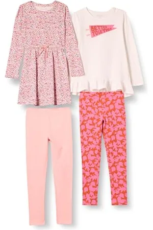 Amazon Set Completo a Maniche Lunghe Bambine e Ragazze, Pacco da 4, , 9 Anni