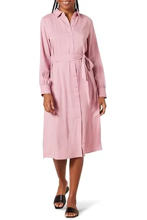 Amazon Abito Chemisier Midi a Maniche Lunghe in Georgette Donna, , M