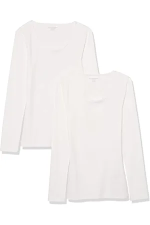 Amazon Maglione a Costine con Scollo Rotondo dalla vestibilità Aderente (Disponibile in Taglie Forti) Donna, Pacco da 2, , XXL Plus