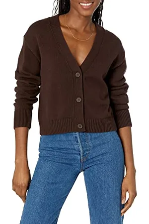 Amazon Cardigan Corto con Scollo a V dalla vestibilità Comoda Donna, , XXL