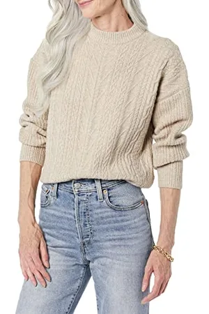 Amazon Maglione A Girocollo A Coste Moderno Morbido al Tatto (Disponibile in Taglie Forti) Donna, , L