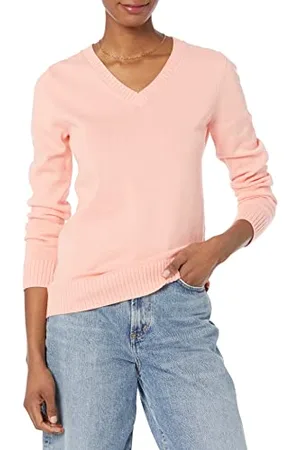 Amazon Maglione con Scollo a v a Maniche Lunghe 100% Cotone Donna, , XL