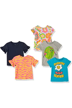Amazon T-Shirt a Maniche Corte Bambine e Ragazze, Pacco da 5, , 4 Anni
