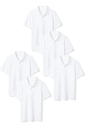 Amazon Polo in piqué a Maniche Corte Bambini e Ragazzi, Pacco da 5, , 9 Anni