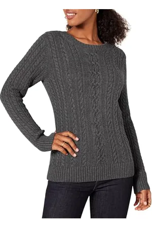 Amazon Maglione da Pescatore A Girocollo A Coste A Manica Lunga (Disponibile in Taglie Forti) Donna, , XS