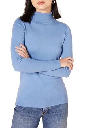 Amazon Maglione A Collo Alto E Maniche Lunghe Leggero con vestibilità Classica (Taglie Forti Disponibili) Donna, , S