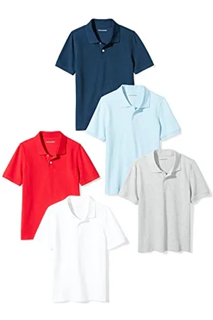Amazon Polo in piqué a Maniche Corte Bambini e Ragazzi, Pacco da 5, , 8 Anni