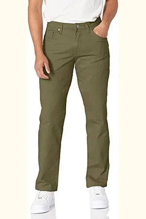 Amazon Pantaloni in Twill Elasticizzati con 5 Tasche con Taglio Dritto Uomo, , 28W / 32L