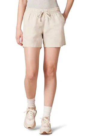 Amazon Pantaloncini in Misto Lino con Coulisse e Interno Gamba da 12,7 cm (Disponibili in Taglie Forti) Donna, , XL