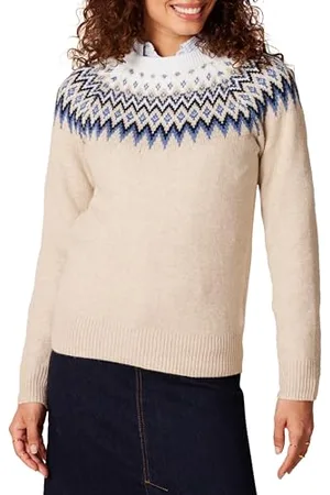 Amazon Maglione Girocollo Morbido con Motivo Fairisle Donna, , XXL