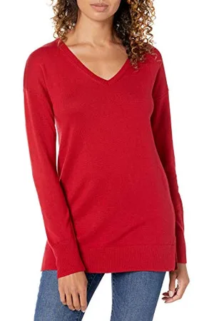 Amazon Maglione A Tunica Leggero A Maniche Lunghe Con Scollo A v (Disponibile In Taglie Forti) Donna, , XXL