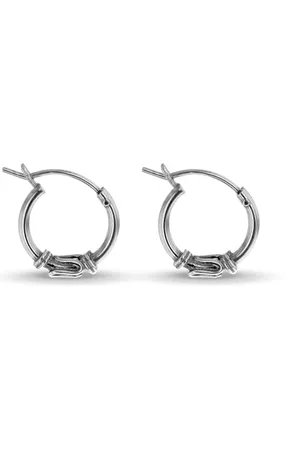 Amazon Orecchini a cerchio creole con dettaglio ondulato in Sterling ossidato