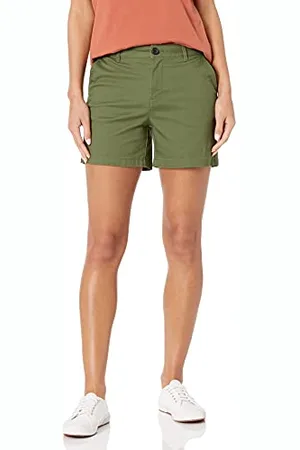 Amazon Pantaloncini Kaki con Cucitura Interna da 13 cm a Vita Medio Alta (Disponibili in vestibilità Dritta e Curvy) Donna, , 46-48