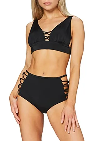 IRIS & LILLY Set Bikini con Slip a Vita Alta e Reggiseno Imbottito con Spalline Donna, , 42