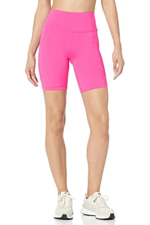 Amazon Pantaloncini da Bici Sportivi Modellanti a Vita Alta da 18 cm con Tasche Donna, , M