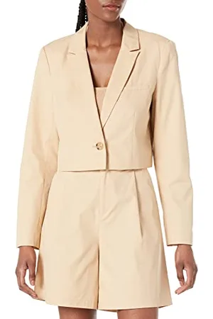 THE DROP Karina Cropped Boxy Blazer, , L