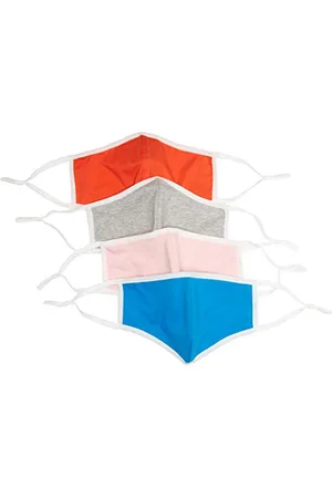 Quality Durables Unisex 4-Pack Reusable Face Covering Maschera Costume, Arancione/Rosa/Grigio melanga/Blu-Adulto, Small/Medium