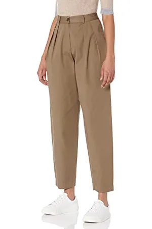 THE DROP Pantalone Sharon da donna a gamba larga plissettata, , XXS