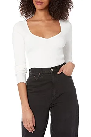 THE DROP Victoria Cropped Ribbed Sweetheart Neckline Sweater Maglione, , 3XL Plus