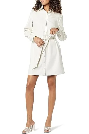THE DROP Abito Chemisier Sam in Pelle Vegana da Donna, , XS