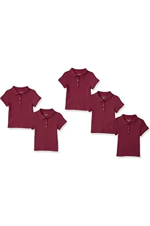 Amazon Polo A Maniche Corte da Uniforme in Interlock Bambine e Ragazze, Pacco da 5, , 8 Anni