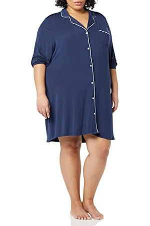 Amazon Camicia da Notte con Bordi Tubolari (Taglie Forti Disponibili) Donna, , 4XL Plus