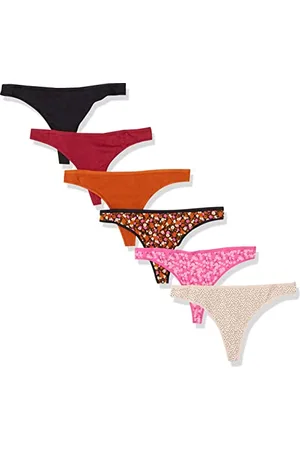 Amazon Ropa Interior Estilo Tanga de Tira en Algodón Mujer, Pack de 6, , 36