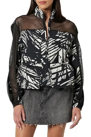 THE DROP Giacca a Vento da Donna, Cargo, Stile Parachute, Stampata, con Dettaglio in Rete, , 4XL Plus, Taglia Forte