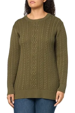 Amazon Maglione da Pescatore A Girocollo A Coste A Manica Lunga (Disponibile in Taglie Forti) Donna, , XL Plus
