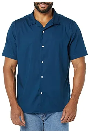 Amazon Camicia Estiva in Cotone a Maniche Corte Stile Resort Colletto con Bottoni Uomo, , XS