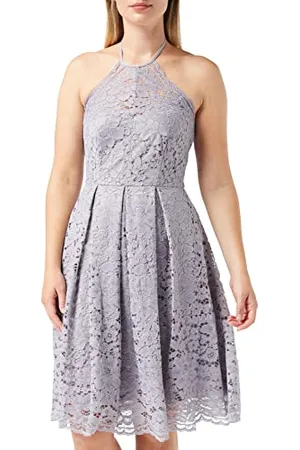 TRUTH & FABLE Marchio Amazon - Vestito Halter in Pizzo Donna, (Dapple Grey), 40, Label: XS