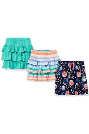 Amazon Gonne Pantalone lavorate a Maglia con Volant (precedentemente Spotted Zebra) Bambine e Ragazze, Pacco da 3, , 6-7 Anni