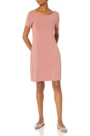Amazon Abito al Ginocchio in Jersey con Scollo a Ballerina sulla Schiena dalla vestibilità Regolare (precedentemente Daily Ritual) Donna, , S