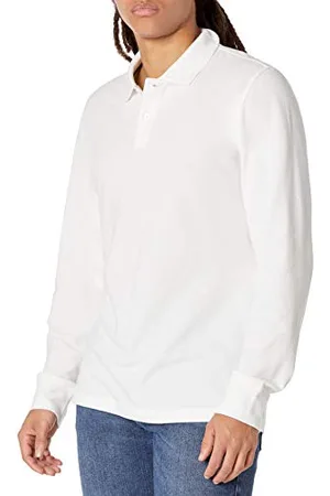 Amazon Polo in piqué a Maniche Lunghe vestibilità Aderente Uomo, , XL