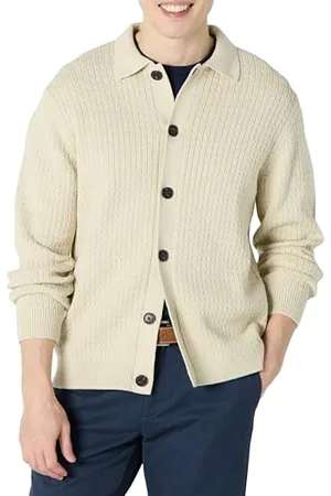 Amazon Maglione Cardigan con Colletto, vestibilità Comoda Uomo, , S