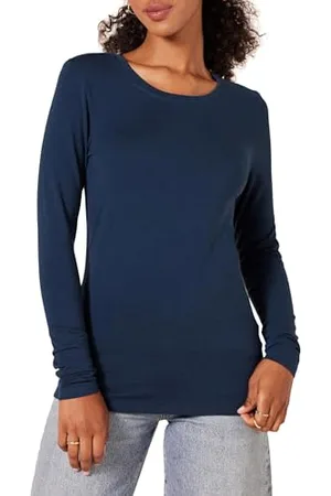 Amazon T-Shirt Girocollo a Maniche Lunghe con vestibilità Classica (Taglie Forti Disponibili) Donna, , M
