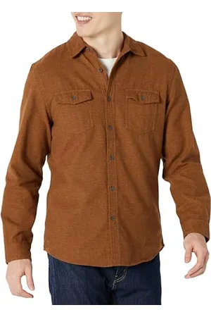 Amazon Camicia in Flanella con Due Tasche a Maniche Lunghe vestibilità Aderente Uomo, , XL