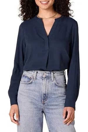 Amazon Camicetta Popover a Maniche Lunghe in Georgette dalla vestibilità Comoda Donna, , S