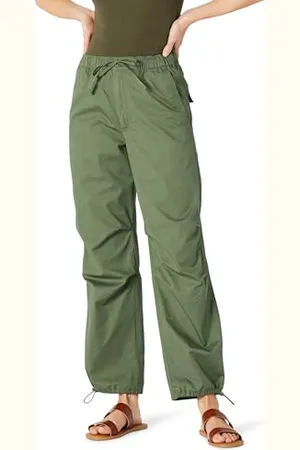 Amazon Pantaloni Paracadute a Vita Media, Baggy, Gamba Larga e vestibilità Ampia Donna, , XXL