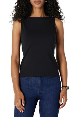 Amazon Canotta A Strati Slim-Fit in Maglia A Costine con Scollo A Barchetta Donna, , M