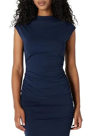 Amazon Top in Jersey Opaco Arricciato a Maniche Estese, vestibilità Aderente (Gonna Venduta Separatamente) Donna, , XXL