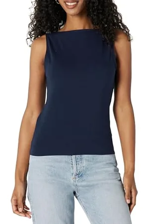 Amazon Canotta A Strati Slim-Fit in Maglia A Costine con Scollo A Barchetta Donna, , XXS