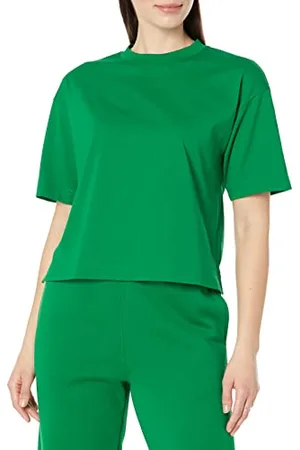Amazon T-Shirt a Maniche Corte Squadrata e Comoda con Spalle scivolate in Cotone Biologico (Disponibile in Taglie Forti) Donna, , S
