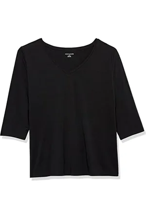 Amazon T-Shirt con Scollo A v con Maniche A Tre Quarti con vestibilità Classica (Taglie Forti Disponibili) Donna, Pacco da 2, , 3XL Plus